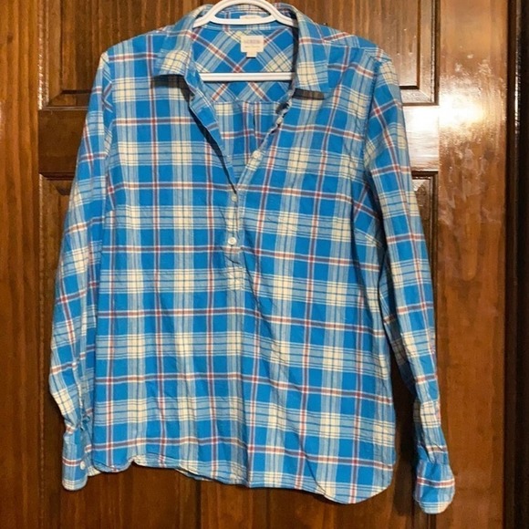 J. Crew Perfect Fit Pop Over Top Blouse Shirt Large - Picture 2 of 4